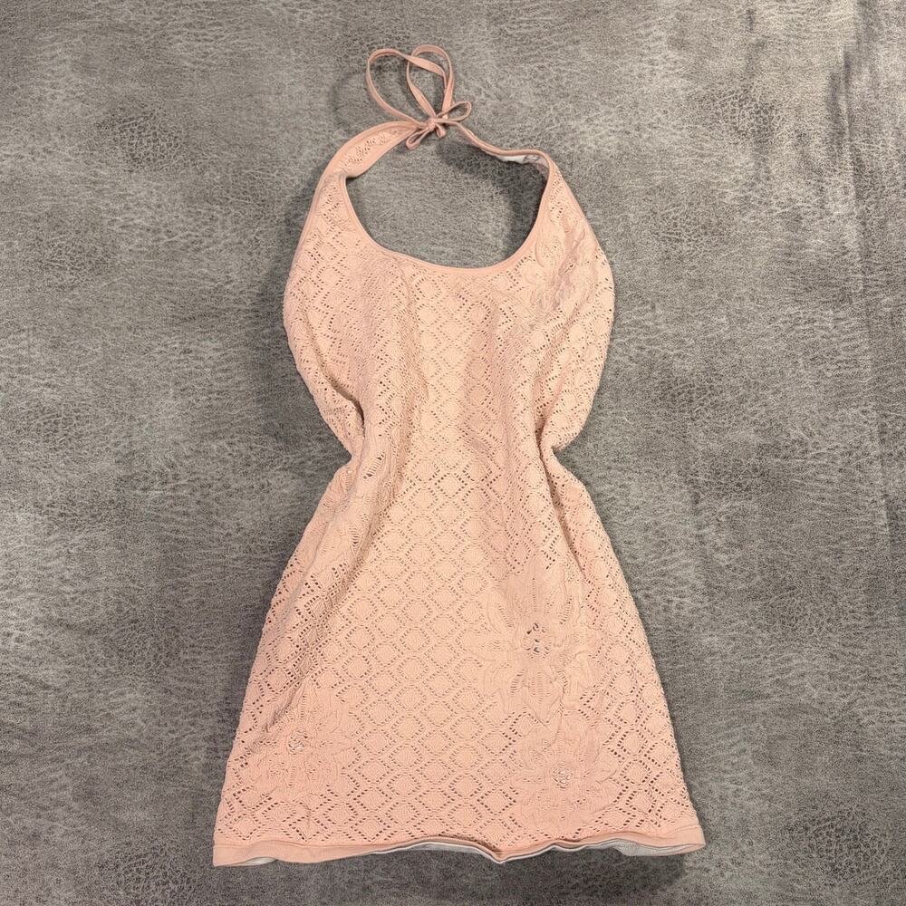 Blush Crochet Knit Eyelet Halter Top